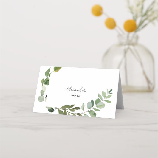 Hochzeitsimples Foliage Personalisiert Platzkarte (Vorderseite)