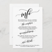 Hochzeitsinfo Einfache Schwarz-Weiß-Skripte Begleitkarte (Vorne/Hinten)