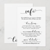 Hochzeitsinfo Einfache Schwarz-Weiß-Skripte Begleitkarte (Vorne/Hinten)