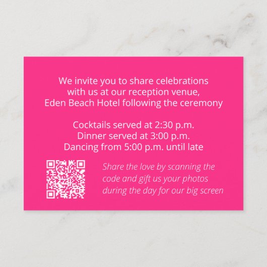 Hochzeitsinfo mit QR-Code Begleitkarte (Rückseite)