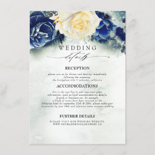 Hochzeitsinformationen für Blaublumen und Gelbe Bl Begleitkarte
