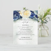 Hochzeitsinformationen für Blaublumen und Gelbe Bl Begleitkarte (Stehend Vorderseite)