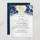 Hochzeitsinformationen für Blaublumen und Gelbe Bl Begleitkarte (Vorne/Hinten)