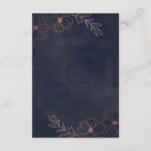 Hochzeitsinformationen für Navy Blue & Rose Gold F Begleitkarte (Rückseite)