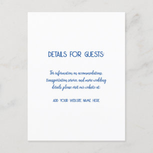 Hochzeitsinformationen Gäste Blue White 2024 Postkarte