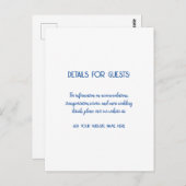 Hochzeitsinformationen Gäste Blue White 2024 Postkarte (Vorne/Hinten)