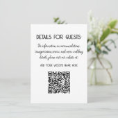 Hochzeitsinformationen Gäste QR Code Elegant MInim Begleitkarte (Stehend Vorderseite)