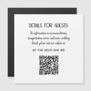 Hochzeitsinformationen Gäste QR Code Elegant MInim Magnetkarte