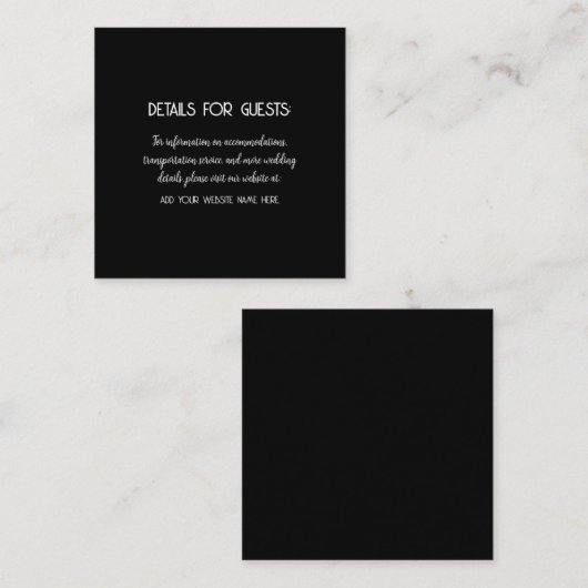 Hochzeitsinformationen Gäste Schwarz-weiß 2023 Begleitkarte (Vorne/Hinten)