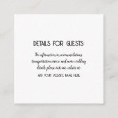 Hochzeitsinformationen Gäste Schwarz-weiß Cool Begleitkarte (Vorderseite)