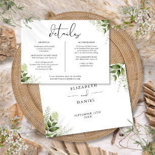 Hochzeitsinformationskarte mit floralen Grünelemen Einladung