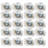 Hochzeitsinitalien Blau und Gold Gefallen Aufkleber (Vorderseite)