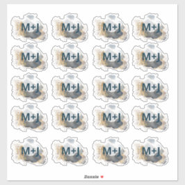 Hochzeitsinitalien Blau und Gold Gefallen Aufkleber