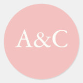 Hochzeitsinitialen Cream und Pink Runder Aufkleber (Vorderseite)