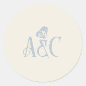 Hochzeitsinitialen mit Schmetterlingscreme und Bla Runder Aufkleber (Vorderseite)