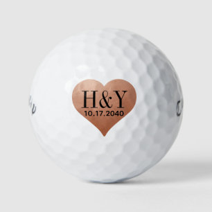 Hochzeitsinitialen Monogramm Datum Kupferherz Golfball