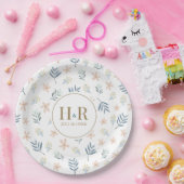 Hochzeitsinitialen-Papierplatte mit Wildblumenmust Pappteller (Party)