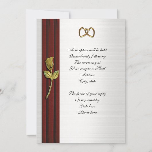 Hochzeitsinklusive Rose aus rotem Samt Einladung (Rückseite)