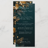 Hochzeitsjäger Grüne Pine Cones Pine Branches Gold Menükarte (Vorne/Hinten)