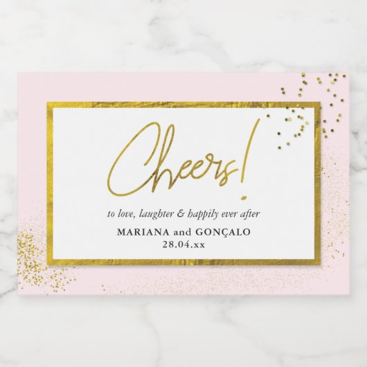 Hochzeitsjubeln Imitate Gold Foil Glitzer Chic Mod Schaumweinetikett (Einzelnes Label)