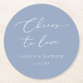 Hochzeitsjubeln zur Liebe Kalligrafie Dusty Blue Runder Pappuntersetzer (Vorderseite)