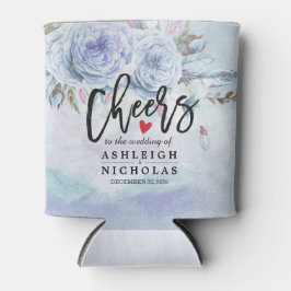 Hochzeitsjubeln zur Liebe Wasserfarben Blume Feder Dosenkühler