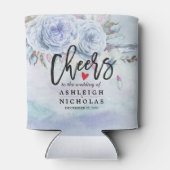 Hochzeitsjubeln zur Liebe Wasserfarben Blume Feder Dosenkühler (Rückseite)