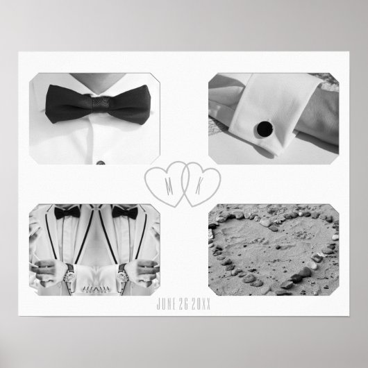 Hochzeitsjubiläum 4 Foto Collage Memory Poster (Vorne)