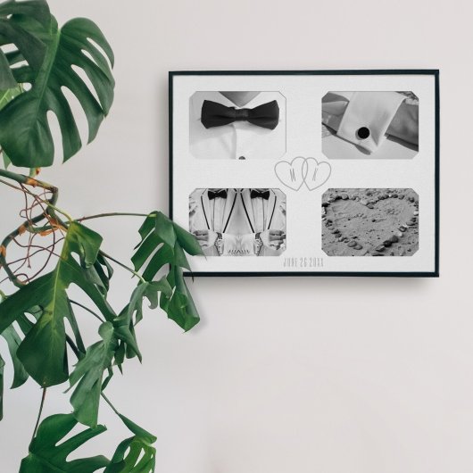 Hochzeitsjubiläum 4 Foto Collage Memory Poster