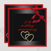 Hochzeitsjubiläum "Black & Red Heart" Einladung (Vorne/Hinten)