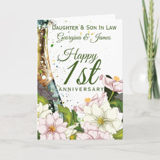 Hochzeitsjubiläum Daughter Son Floral Bubbly Karte