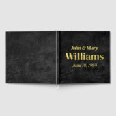 Hochzeitsjubiläum Gold auf schwarzem Leder Gästebuch (Voll)