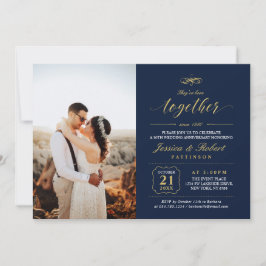 Hochzeitsjubiläum in Gold und Navy Blauer Elegante Einladung