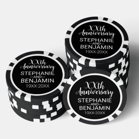 Hochzeitsjubiläum - Namen von Brautbäumen Pokerchips (Stapel)