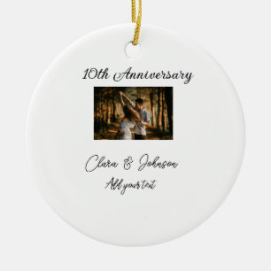 Hochzeitsjubiläum Namensjahrstext hinzufügen Keramik Ornament
