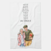 Hochzeitsjubiläum, niedliches Ehepaar Geschirrtuch (Vertikal)