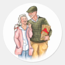 Hochzeitsjubiläum, niedliches Ehepaar Runder Aufkleber