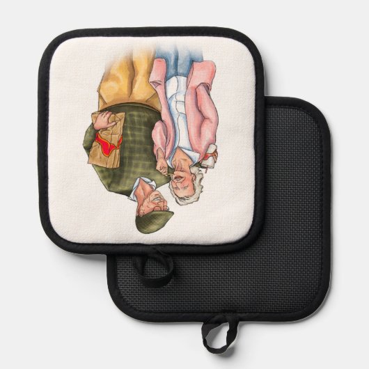 Hochzeitsjubiläum, niedliches Ehepaar Topflappen (Vorderseite/Rückseite)