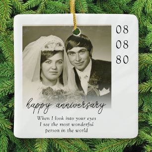 Hochzeitsjubiläumsfoto Herzliche Nachricht Keramikornament