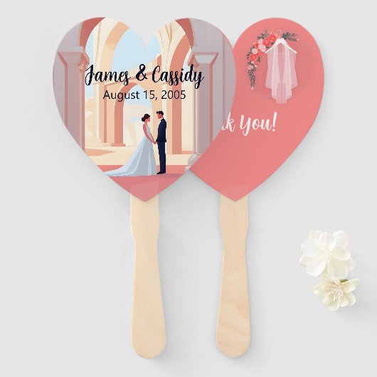 Hochzeitskaffee Illustration unter dem Kolosseum A Fächer (Vorne und Hinten)