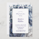 Hochzeitskaffees für Navy Blue Peonies & White Ros Einladung (Vorderseite)