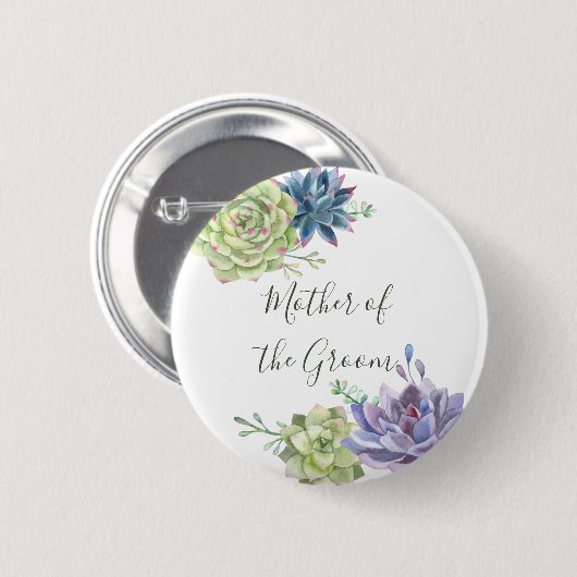 Hochzeitskakteen Sukkulents Mother of the Groom Button (Vorne & Hinten)