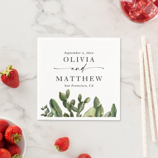 Hochzeitskaktus | Boho Greenery Script Serviette (Beispiel)