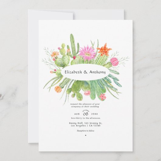 Hochzeitskaktus Einladung (Vorderseite)