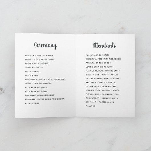 Hochzeitskaktus Programm (Innenseite)