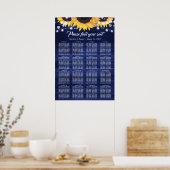 Hochzeitskalender für Blaublütenblüten 16 Poster (Küche)