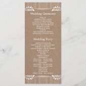 Hochzeitskalender für Kraft mit weißen Blätter Programm (Rückseite)