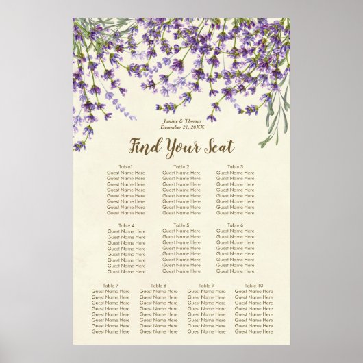 Hochzeitskalender für Lavendelblüten Poster (Vorne)