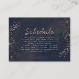 Hochzeitskalender für Navy Blue & Rose Gold Foil Begleitkarte