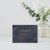 Hochzeitskalender für Navy Blue & Rose Gold Foil Begleitkarte (Stehend Vorderseite)